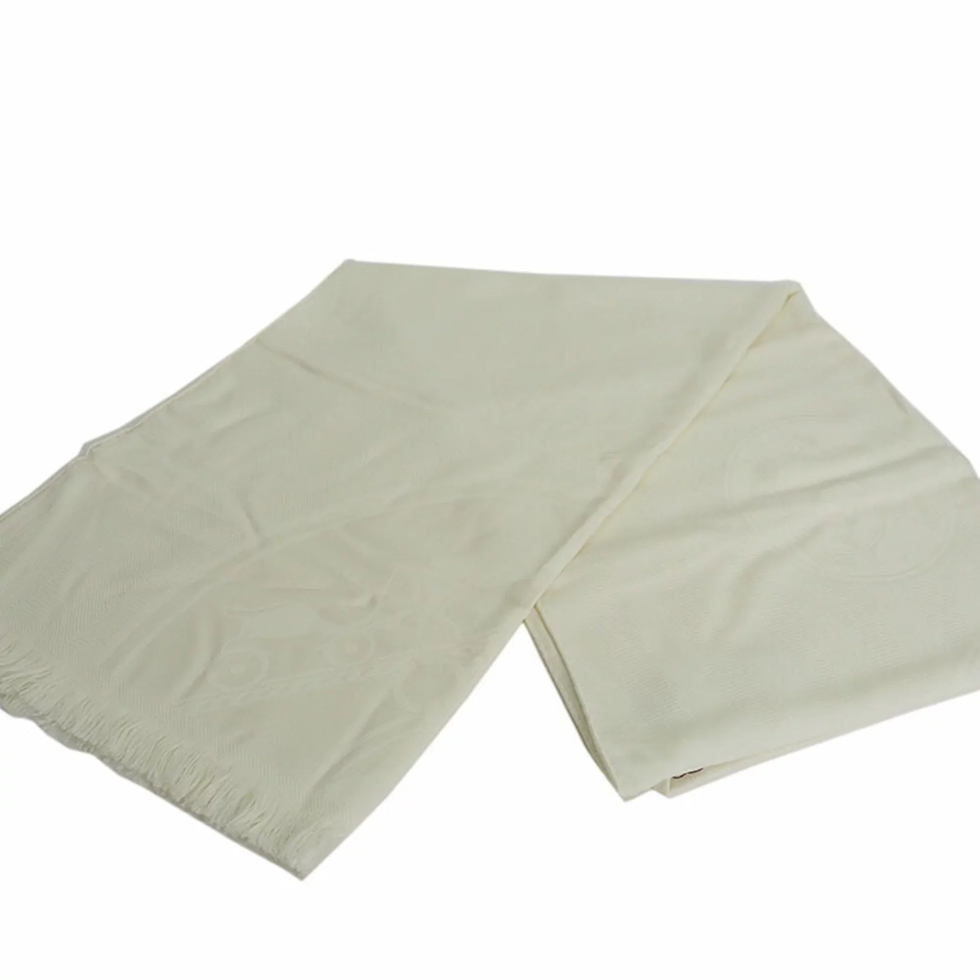 Pre-Owned Hermes  New Libris Stole Yvoire White  Women's (Like New)