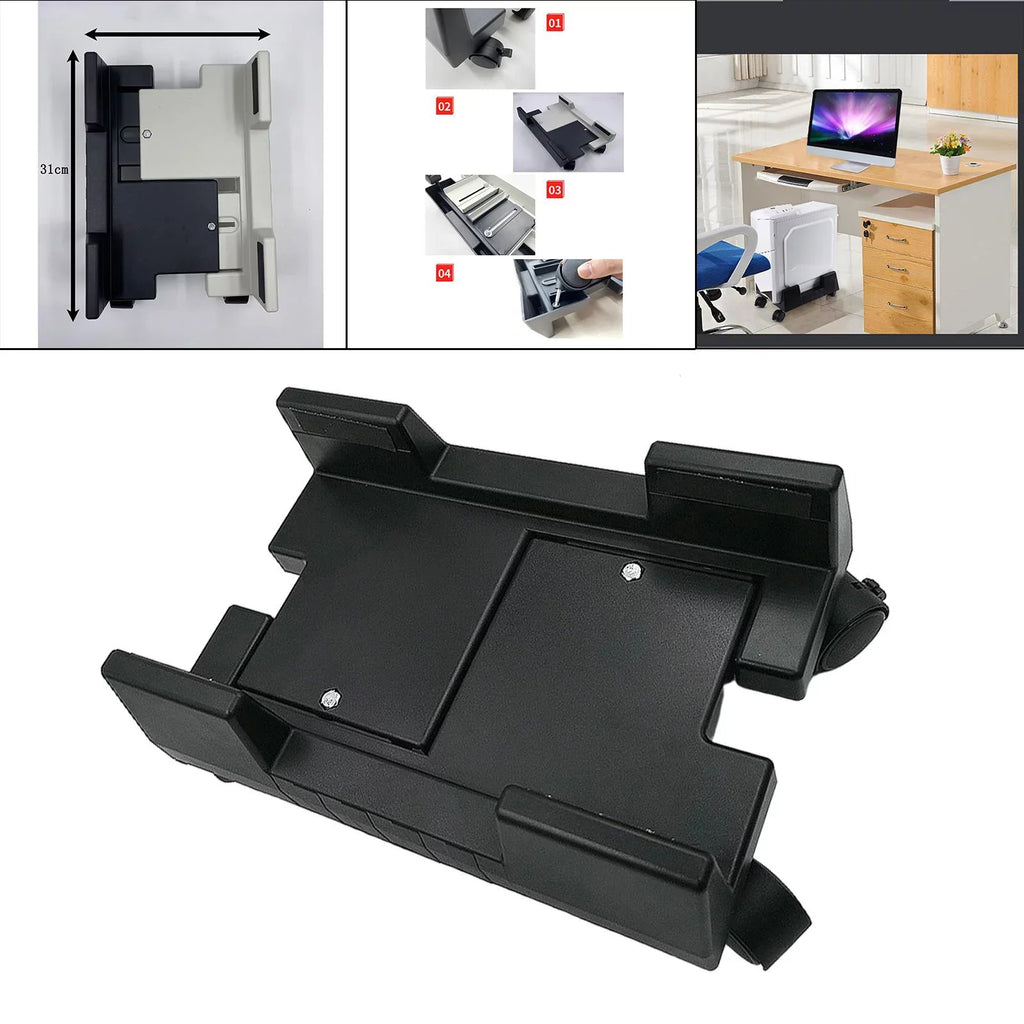 Holder Mobile Computer Stand ,Rolls for Premium Fits Most Computer Cases , Felts Pads on Clamps Black