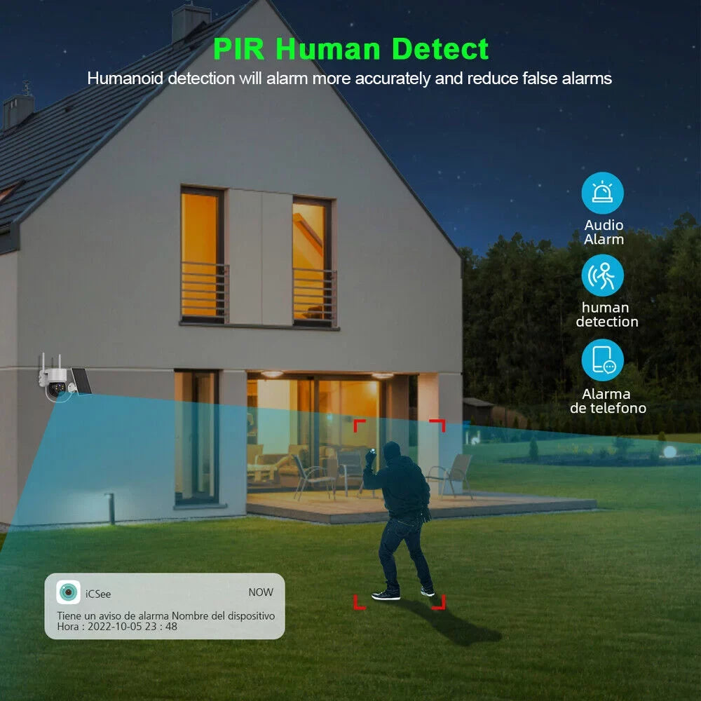 Solar Security Cameras Wireless Outdoor, 2K WiFi 360  Camera, Solar Powered Security Cameras with Spotlight & Siren,  Motion Detection, Color Night Vision, 2 Way Audio, 15000mAh Battery, Beisu