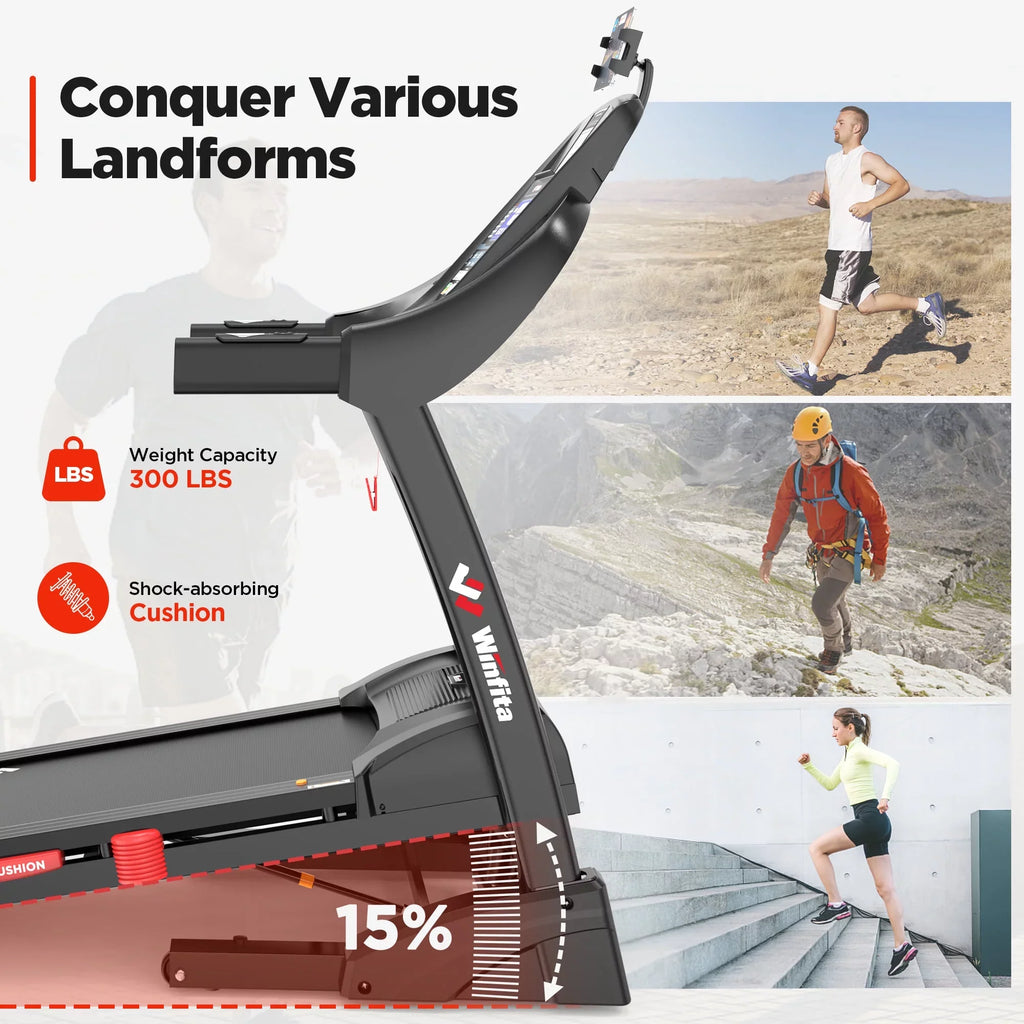 Famistar 4.5HP Folding Treadmill Clearance for Home with 15% Auto Incline 300  Capacity Up to 10MPH Speed Running Machine