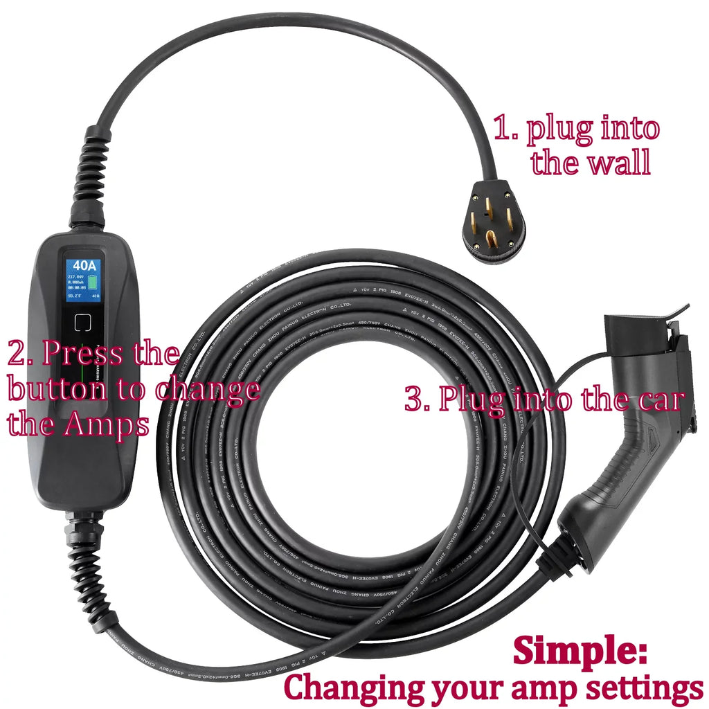 Couplago ,40  (9.6 )- Dual Voltage -240V/120V,  Charging Station - Level 2- - Charger for Electric Vehicles, You Set The - 40 , 24  or 12  - 14-50R to 5-15P /120V Adapter