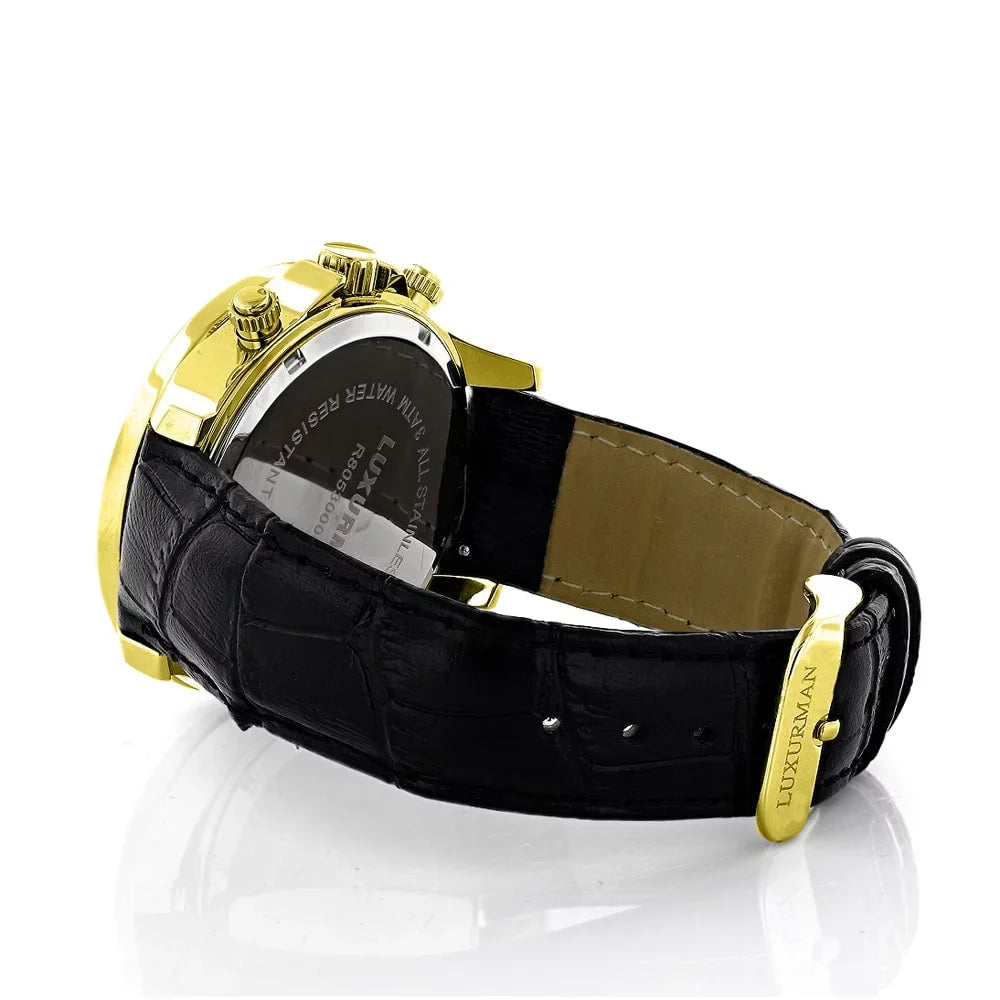 Men's Diamond Black Watch with Two Extra Leather Straps