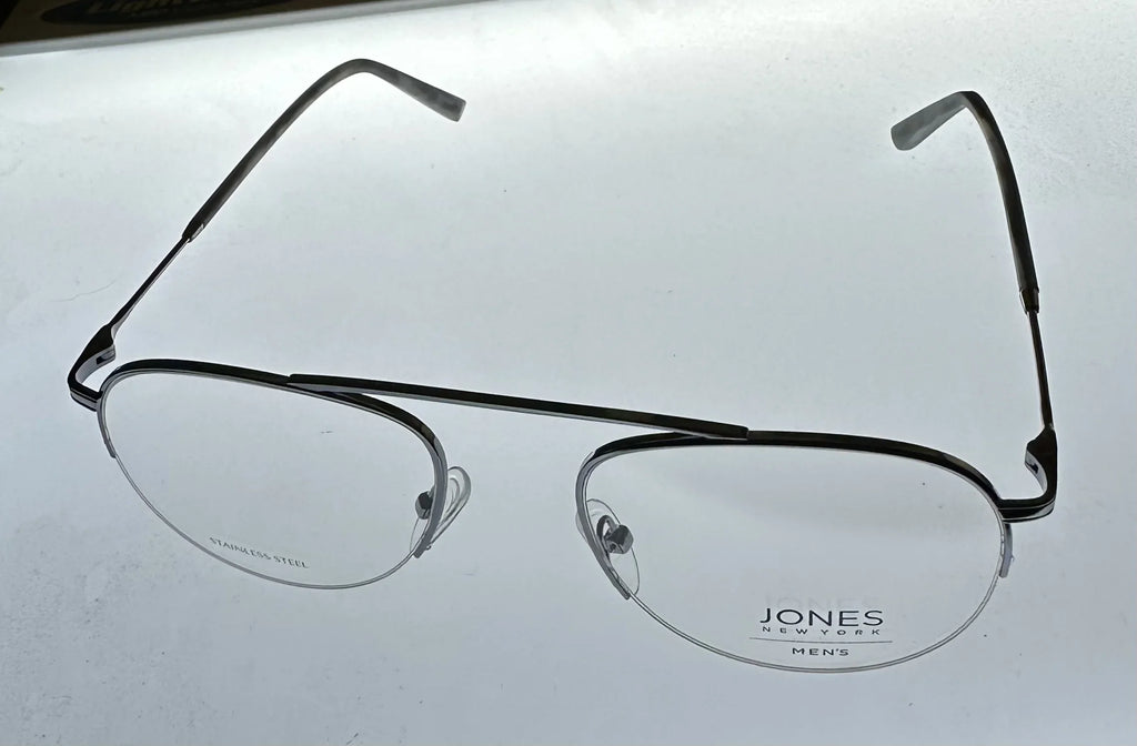 Jones New York Mens Gunmetal Rimless Metal Eyewear Aviator Frame. . 53mm