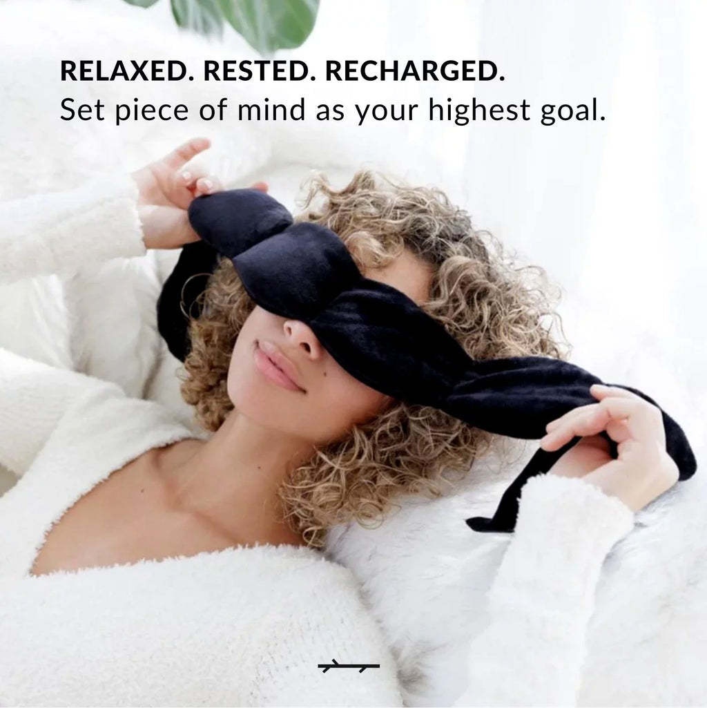 Heavy Weighted Eye Face Mask Deep Pressure Stimulation to Help with Pain Relief, Puffy Eyes, Migraine and Prepare for Sleep Blocks Light  Bead Filled and Lavender Black