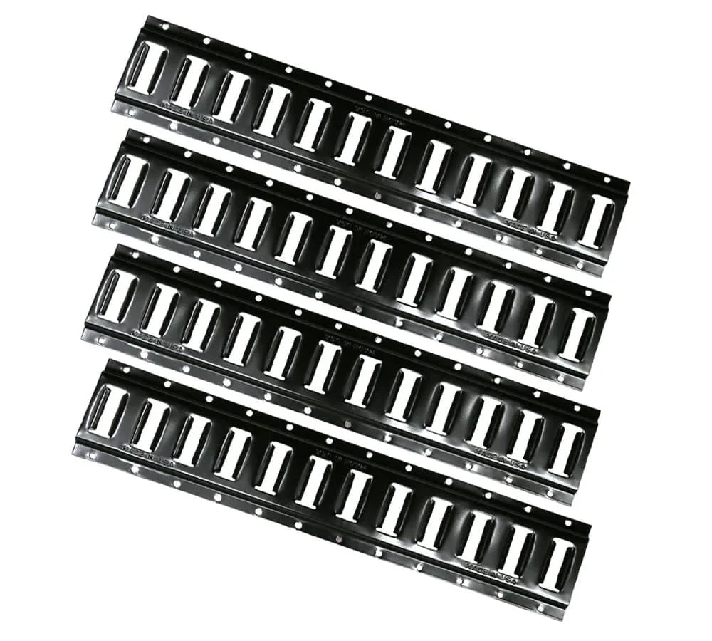 (4 Pack) 5 Ft Horizontal  Track Tie-Down Rail - Made in  | Black Powder Coated, Bolt-On Tie Down Rail for Cargo on Pickups, Trucks, Trailers, Vans