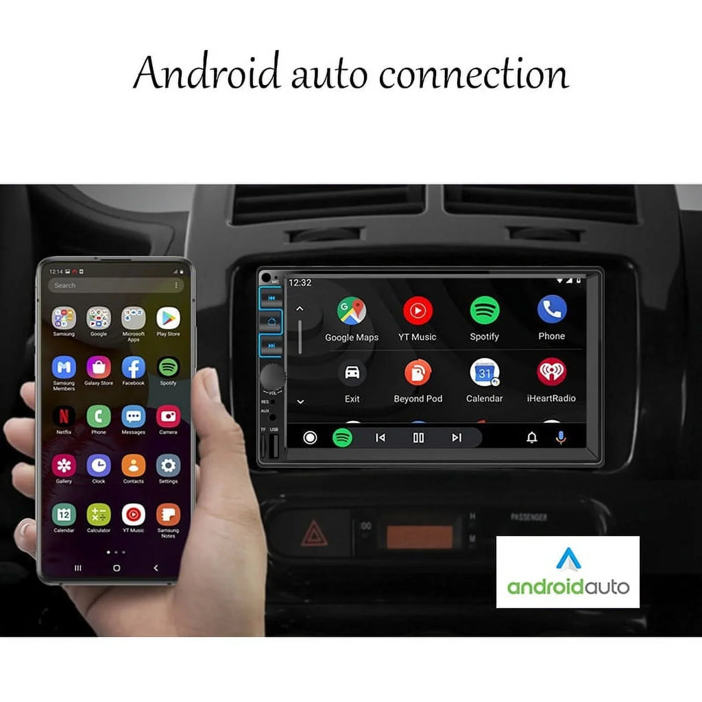 Car Radio 7'' 2 Din Stereo Receiver Bluetooth, Microphone, Mirror Link, Display, , Touch Screen Support Apple Carplay , Android Auto