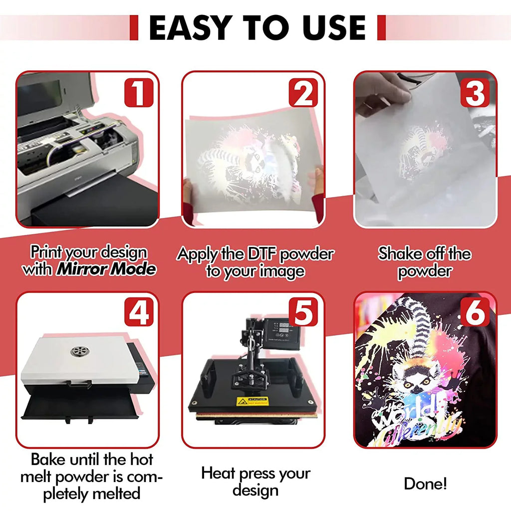 Powder and Film - -  Transfer Powder Adhesive for Sublimation Transfer and  Film Paper  11.7"x16.5" Clear Heat Transfer Film for Dark/Light Fabrics