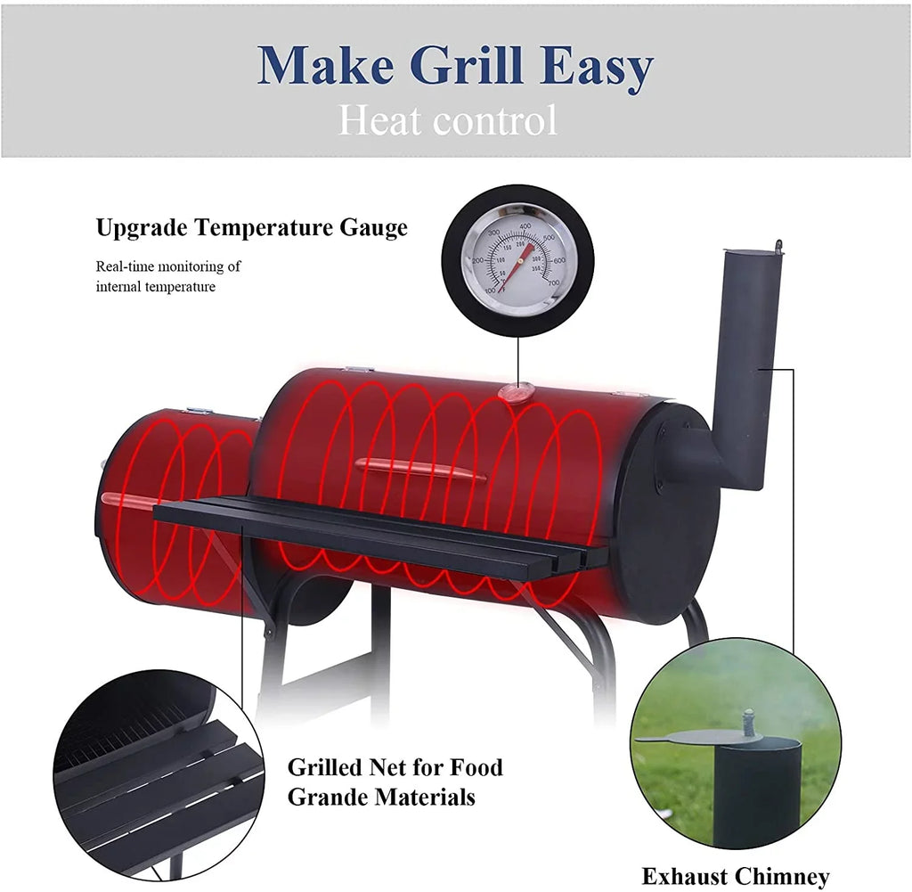 Vebreda Outdoor  Grill Charcoal Barbecue Pit Backyard Meat Cooker Smoker