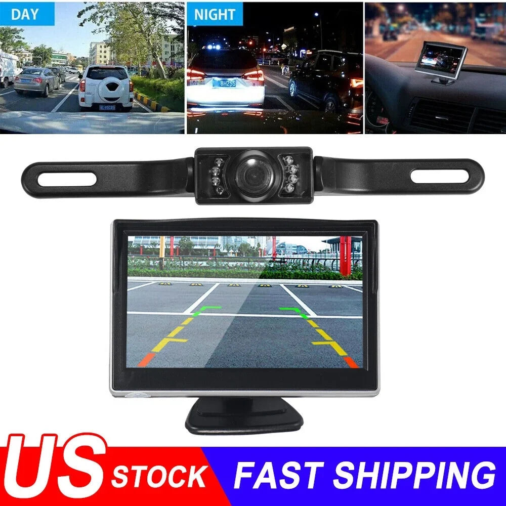 kydely  Car Night Vision Backup Camera Kit 5" Wireless Monitor  Rear View Waterproof
