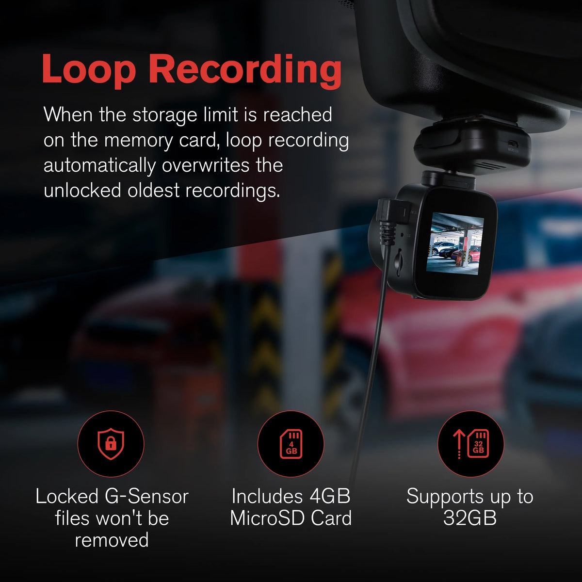 1080p Roadcam with App, 140 Degree Wide Angle Lense, 2.4"  Screen, -Sensor Technology with Park and Record Mode, Loop Recording