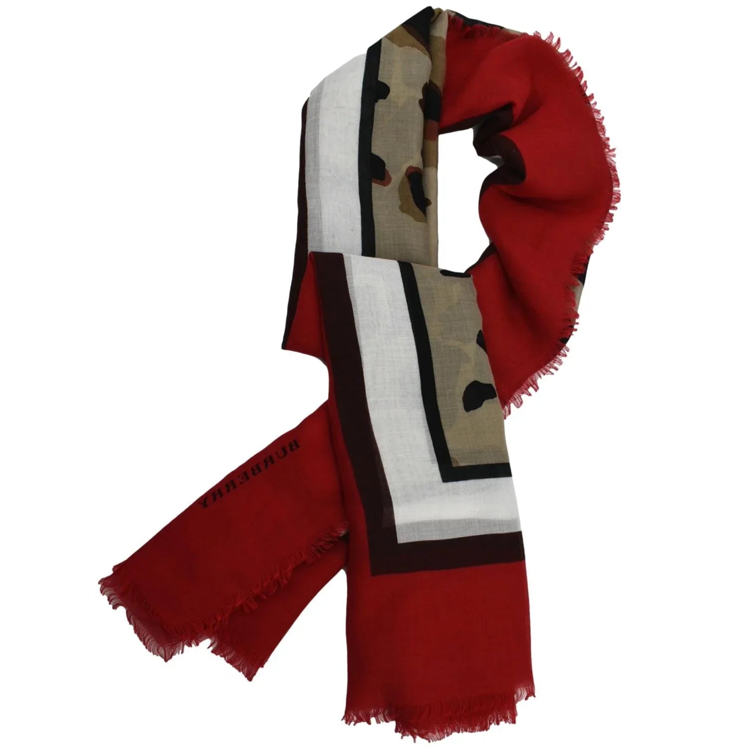 Leopard Print Multicolor Scarf Red