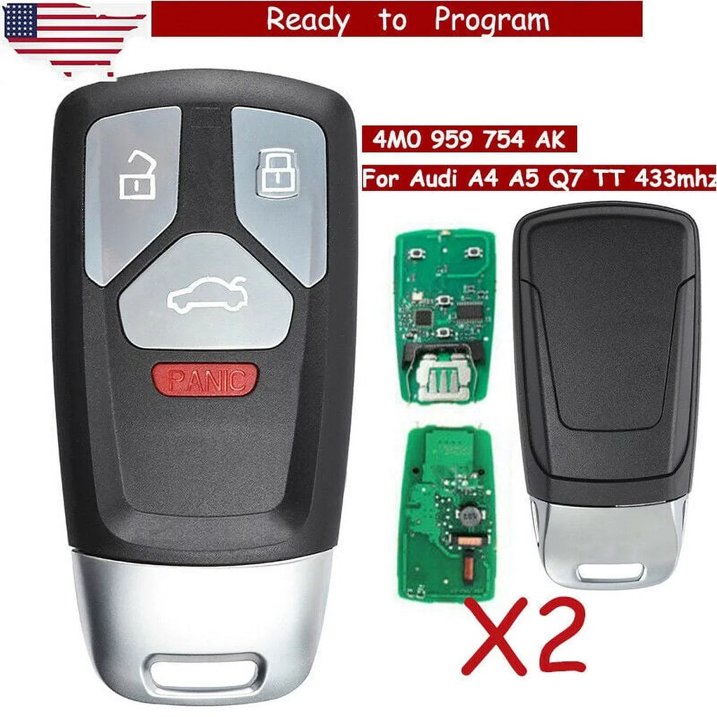 Keyecu 2 Pieces Replacement Smart Remote Key Fob 434MHz for Audi    Quattro   2016 2017 2018 2019 4M0 959 754  /  / , 4M0959754