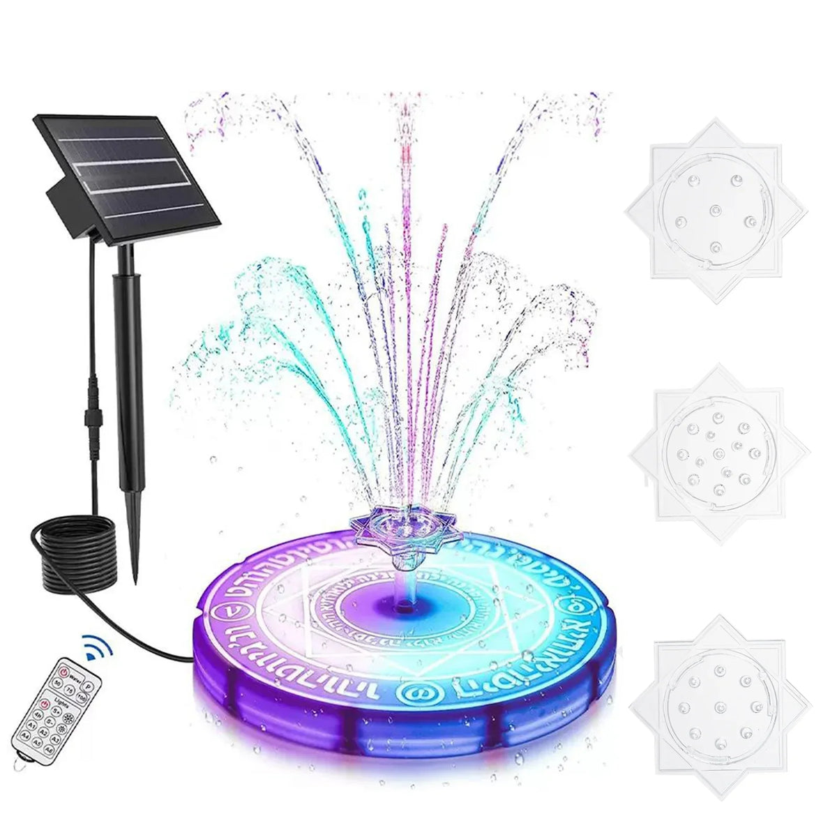 Walmeck Fountain Light, Solar Bath Pond Decoration with Remote Control , Outdoor Garden Decor