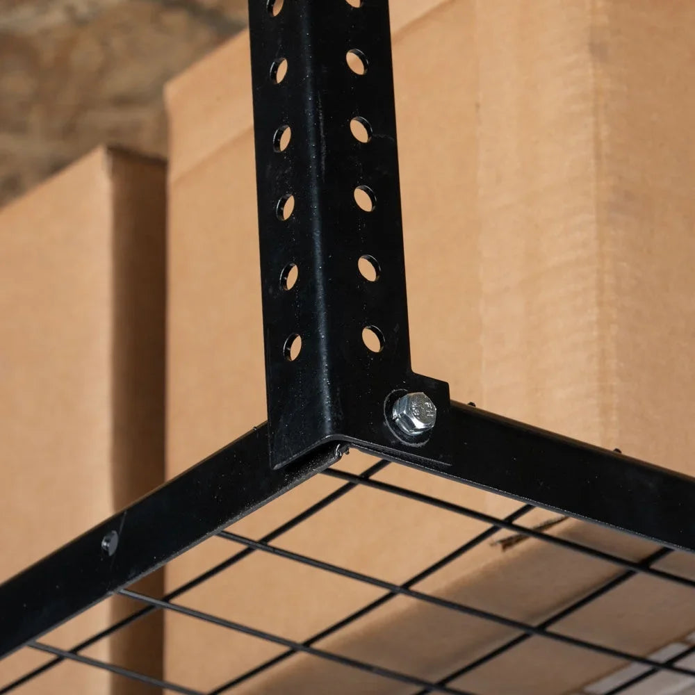Titan Attachments 4' x 4' Overhead Garage Storage Rack, 20" to 41" Adjustable Height, Ceiling Mount Organization System, Metal Wire Grid with 500  Loading Capacity, Storage for Bikes Equipment Bins