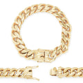 Cuban Link Bracelet 14K Gold Plated Curb Chain 9" Stainless Steel Fashion Jewelry for Adult Men 16 mm