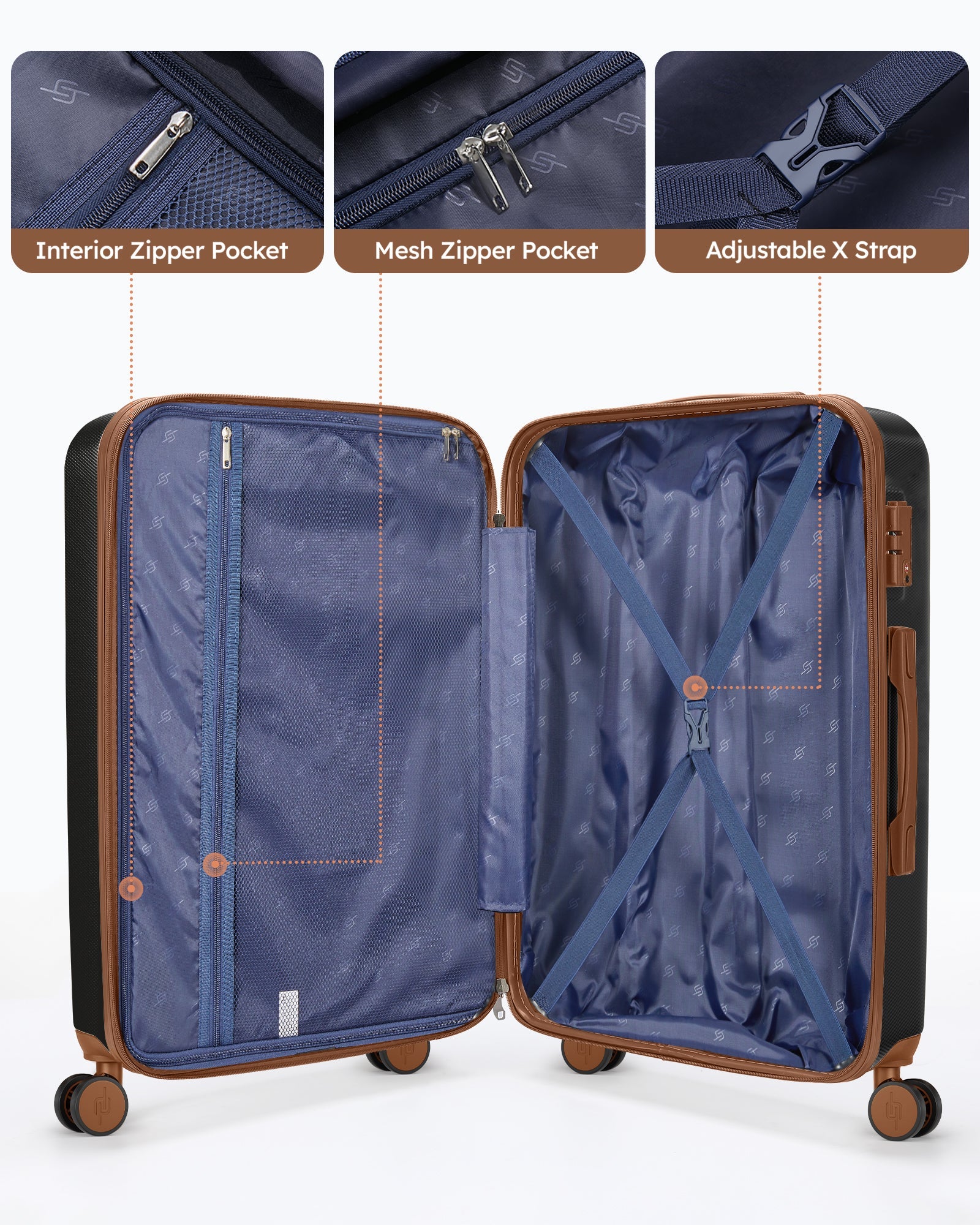 Crtynell 20-Inch Carry on Expandable Luggage with  Lock Airline Approved Suitcase with Spinner Wheels