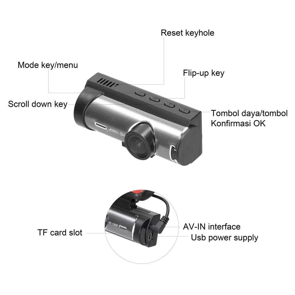 Meterk Multi-language Dual Lens Car Video Recorder Auto Dash Cam Car Recorder Night Viewing Motion Detection  170 Degree Wide Angle Car Camcorder