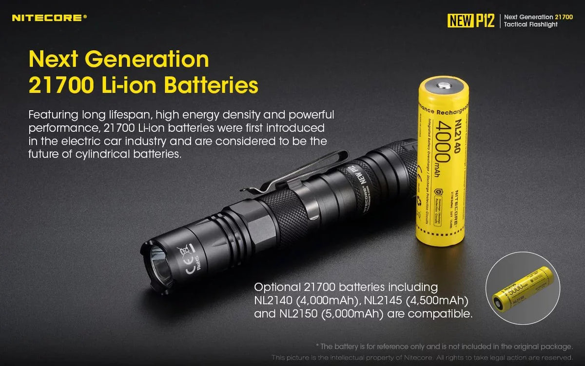 Nitecore New  Version  Flashlight - 1200 Lumens w/ Battery,  Cord, Offset Mount,  Pressure Switch,  and  3Amp Wall Adapter