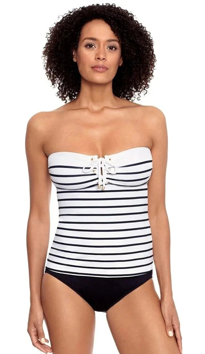 Ralph Lauren  Striped Tummy-Control Tankini Swim Top,  14