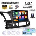Podofo 2+64G for Honda Civic 2006-2011 Wireless Carplay Android Auto Mirror Link 10'' Touchscreen Car Stereo Radio Android 13  1080P   Hifi  Bluetooth,  Backup Camera