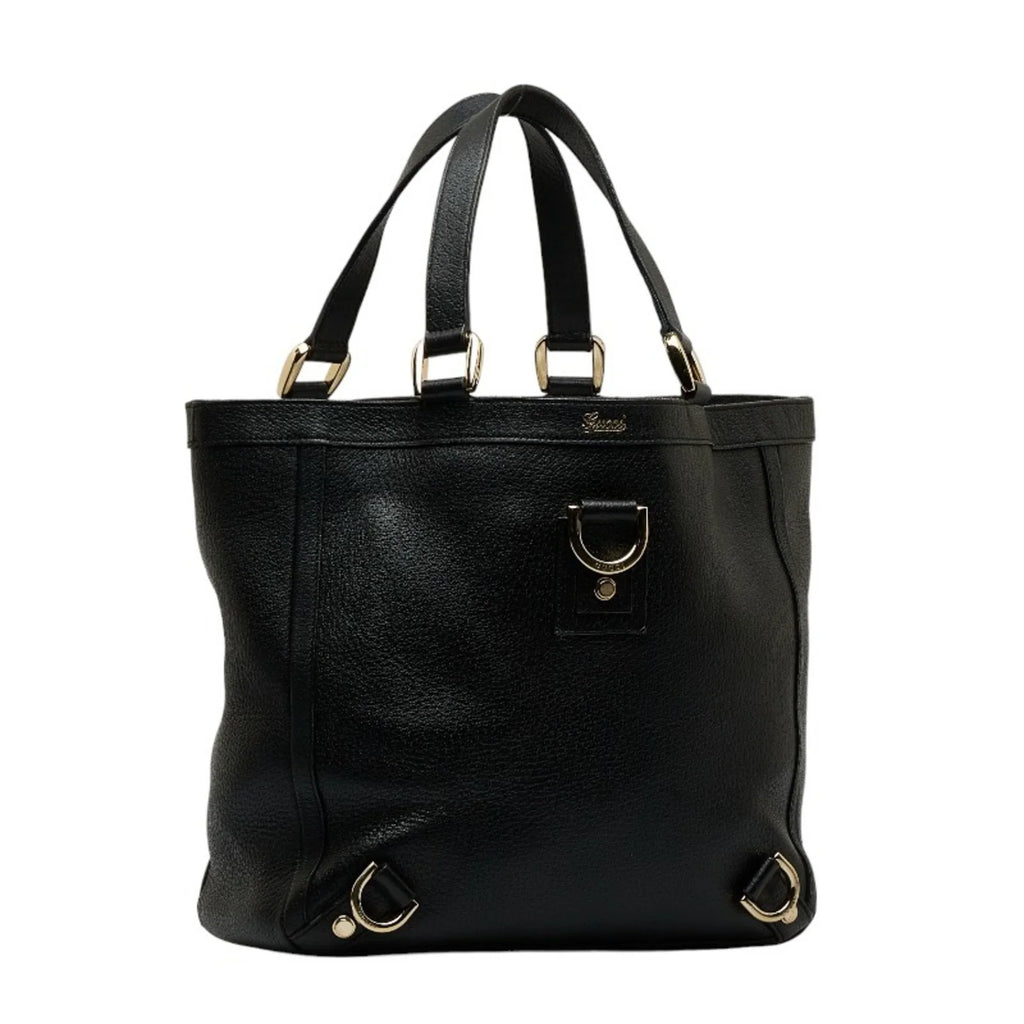Pre-Owned Gucci Abbey Handbag Tote Bag 130739 Black Leather Women's  (Good)