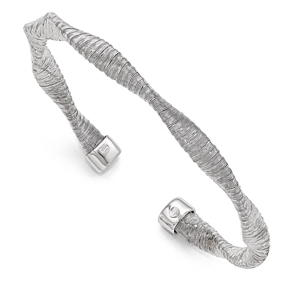 Auriga 925 Sterling Silver Textured & Twisted Cuff Bracelet for Women