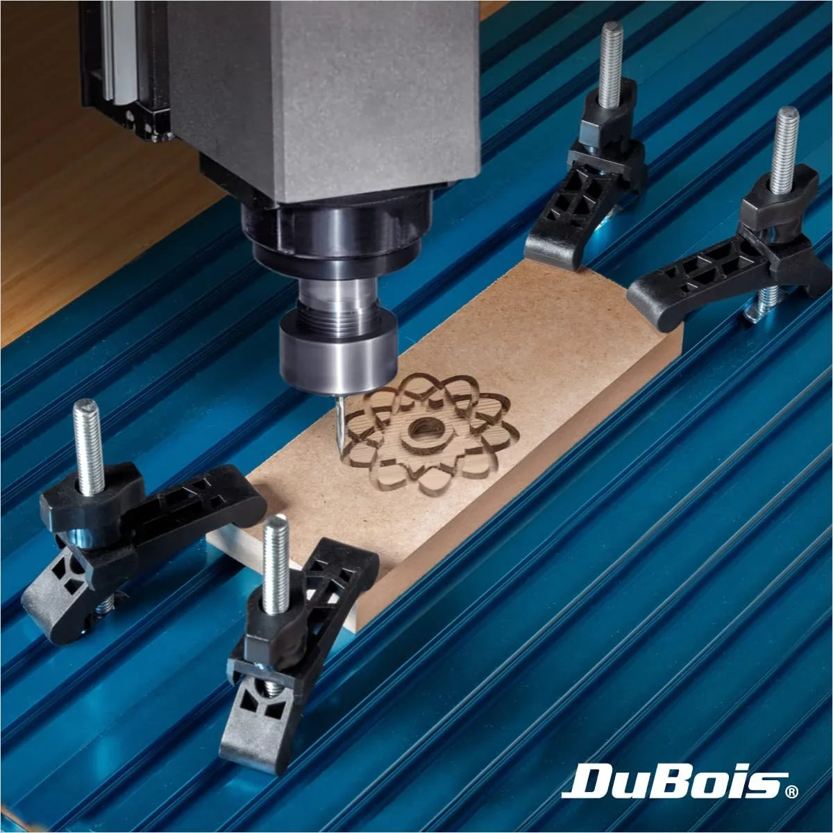DuBois 4PK Mini  Track Hold Down Clamps Woodworking Series, 3-3/4" x ¾ Reinforced Plastic Clamps with Steel -Bolts, 51045-