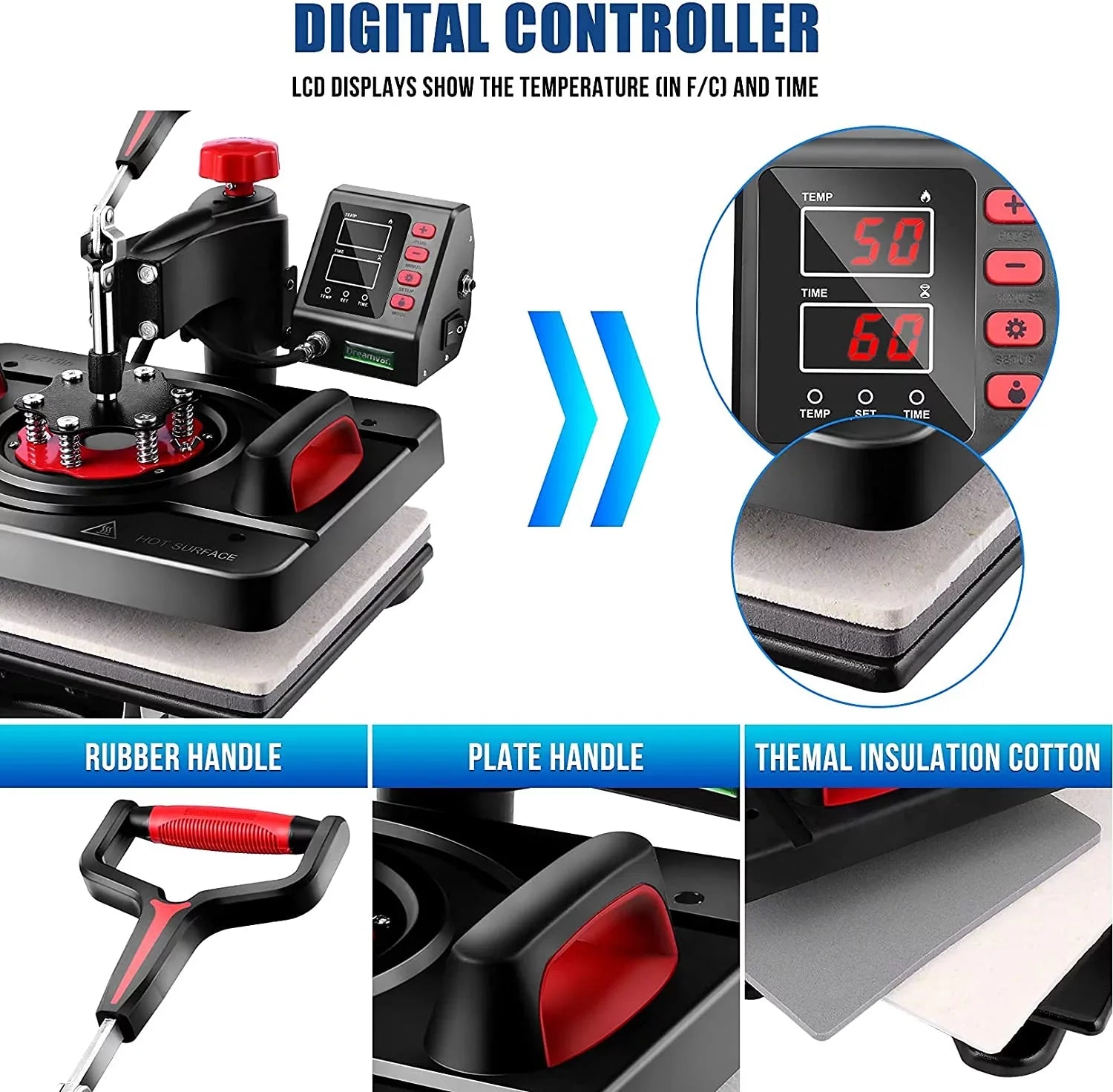 Qhomic Power Heat Press Machine 12 x 15 Inch Digital Heat Press Sublimation Printer Press Heat Transfer Machine for -Shirt, 8 in 1, Gifts for Men Women