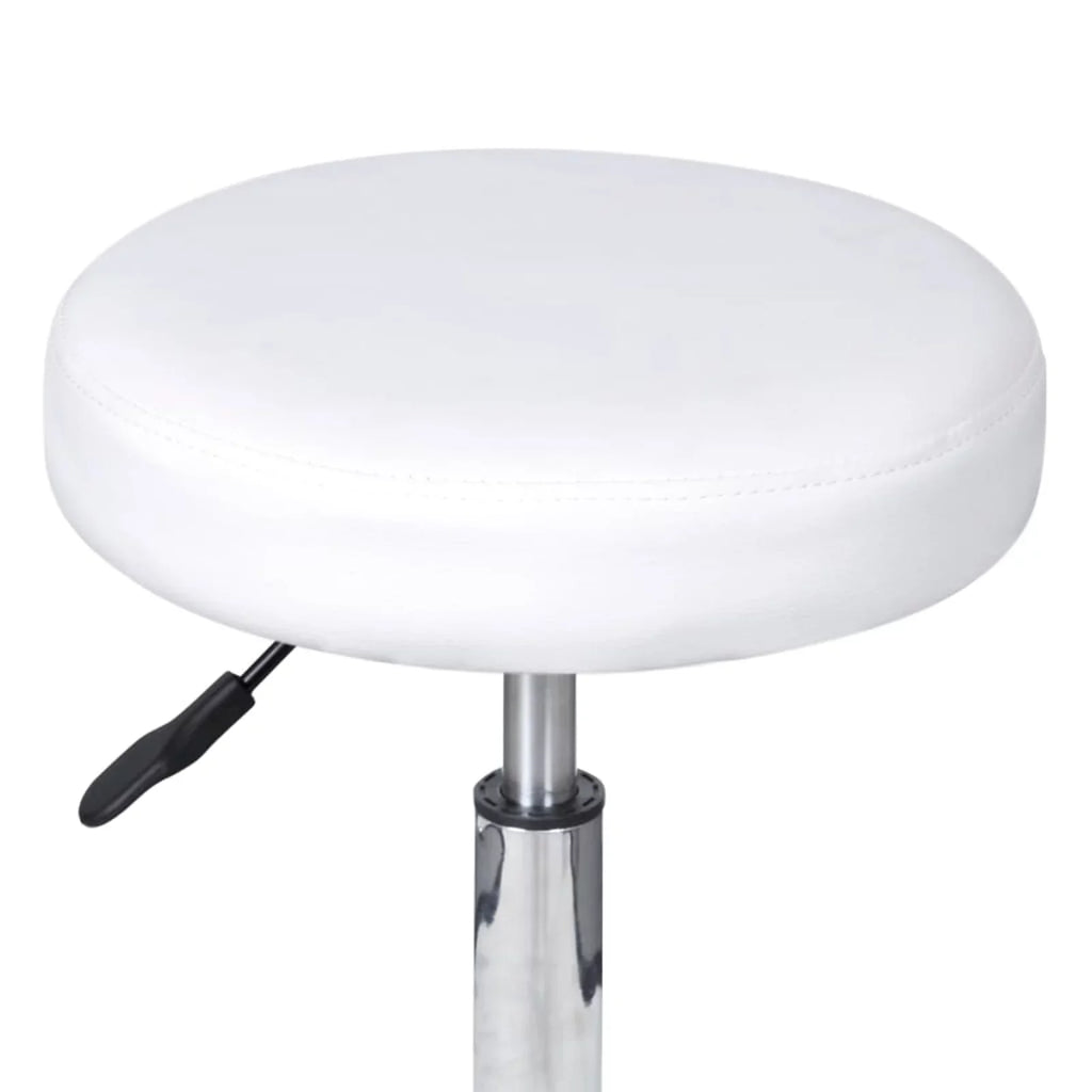 Office Stool White Faux Leather