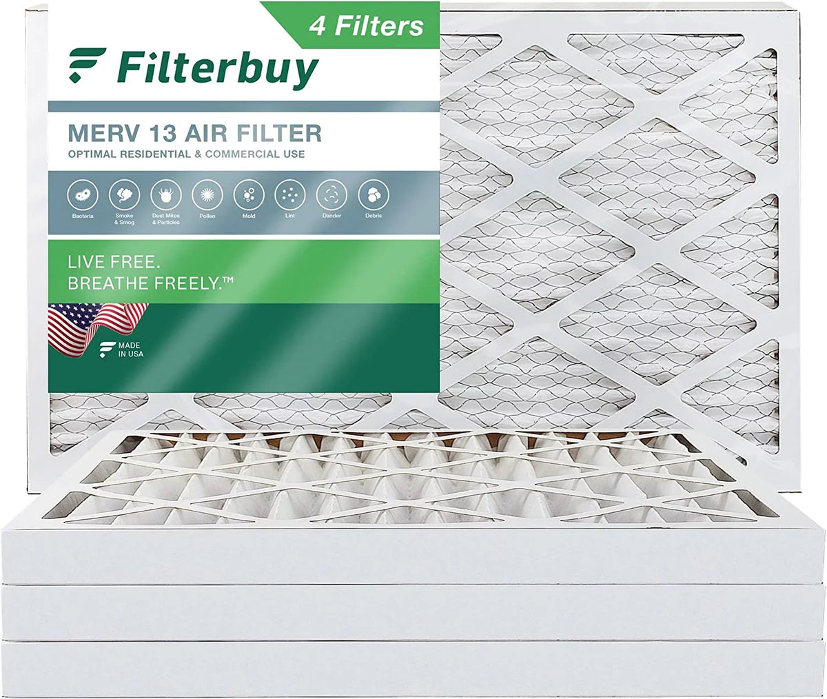 Filterbuy 12x24x2  13 Pleated   Furnace Air Filters (4-Pack)