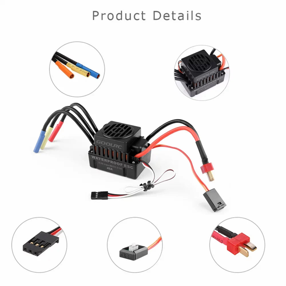 GoolRC Upgrade Waterproof  4370KV Brushless Motor with 45A  Combo Set for 110  Car Truck