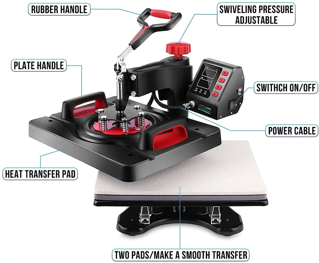 Qhomic Power Heat Press Machine 12 x 15 Inch Digital Heat Press Sublimation Printer Press Heat Transfer Machine for -Shirt, 8 in 1, Gifts for Men Women