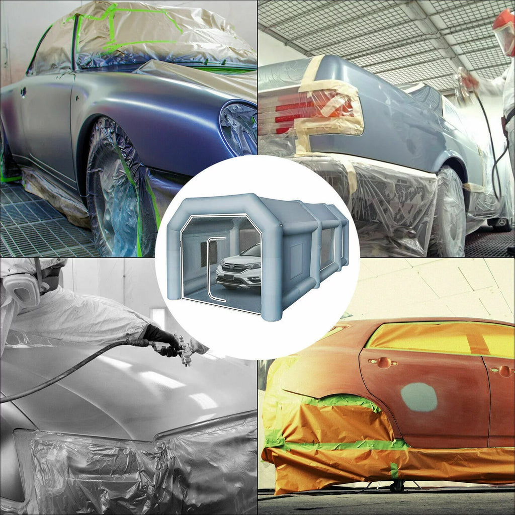 Urbanest Inflatable Paint Booth 33x16.4x11.5Ft With Blowers Car Painting Tent for Car Garage