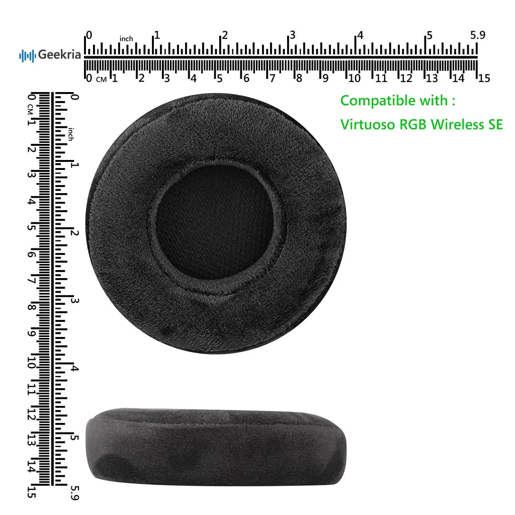 Geekria Comfort Velour Replacement Ear Pads for Corsair Virtuoso , Virtuoso  Wireless , Virtuoso  Wireless  Headphones Ear Cushions, Headset Earpads, Ear Cups Repair (Black)