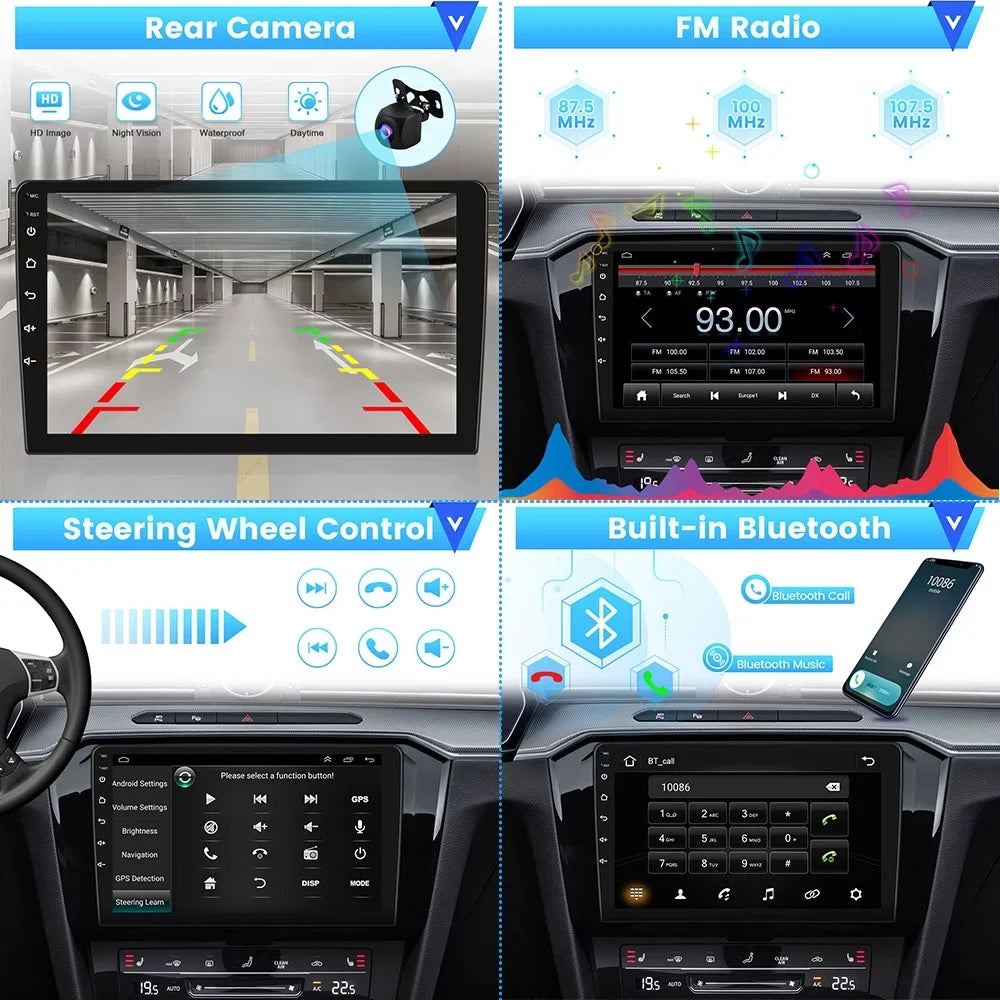 Podofo 2+64G for Honda Civic 2006-2011 Wireless Carplay Android Auto Mirror Link 10'' Touchscreen Car Stereo Radio Android 13  1080P   Hifi  Bluetooth,  Backup Camera