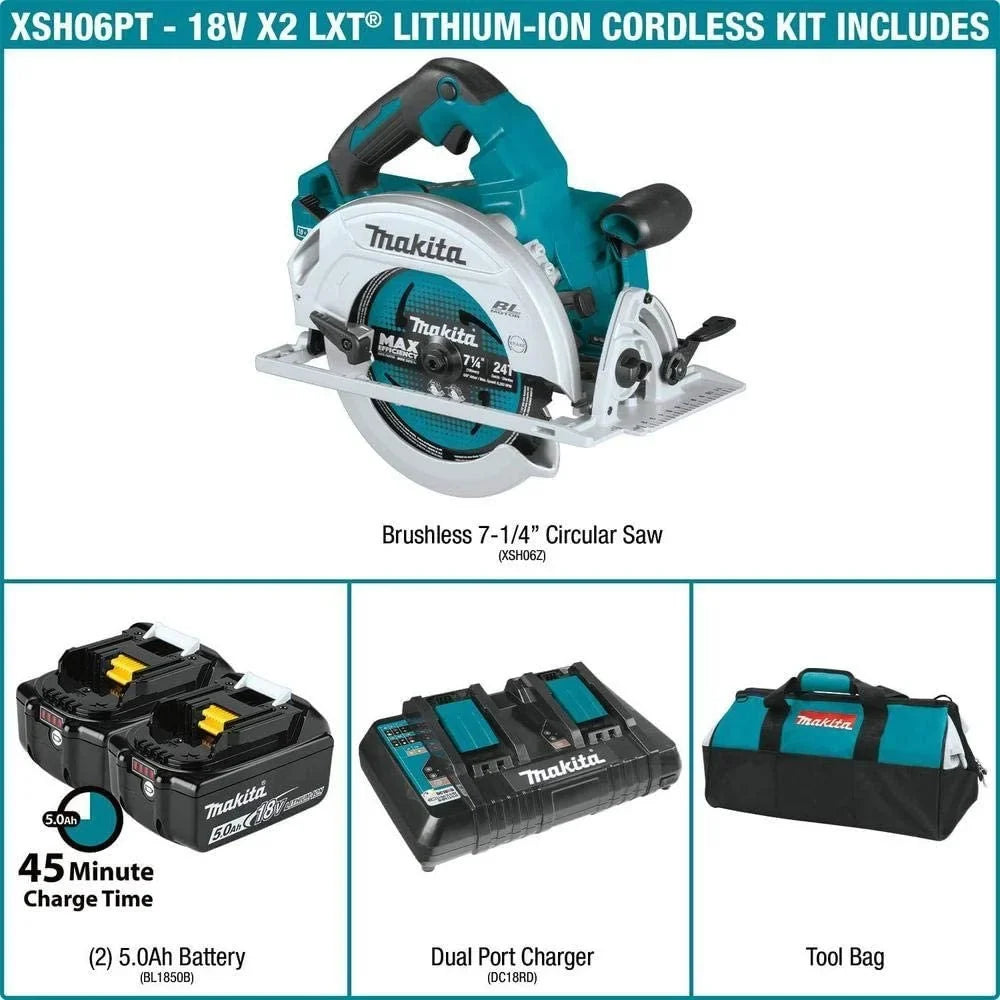 Makita  18V   Lithium-Ion 36V Brushless Cordless 7-1/4 Circular Saw Kit 5.0Ah