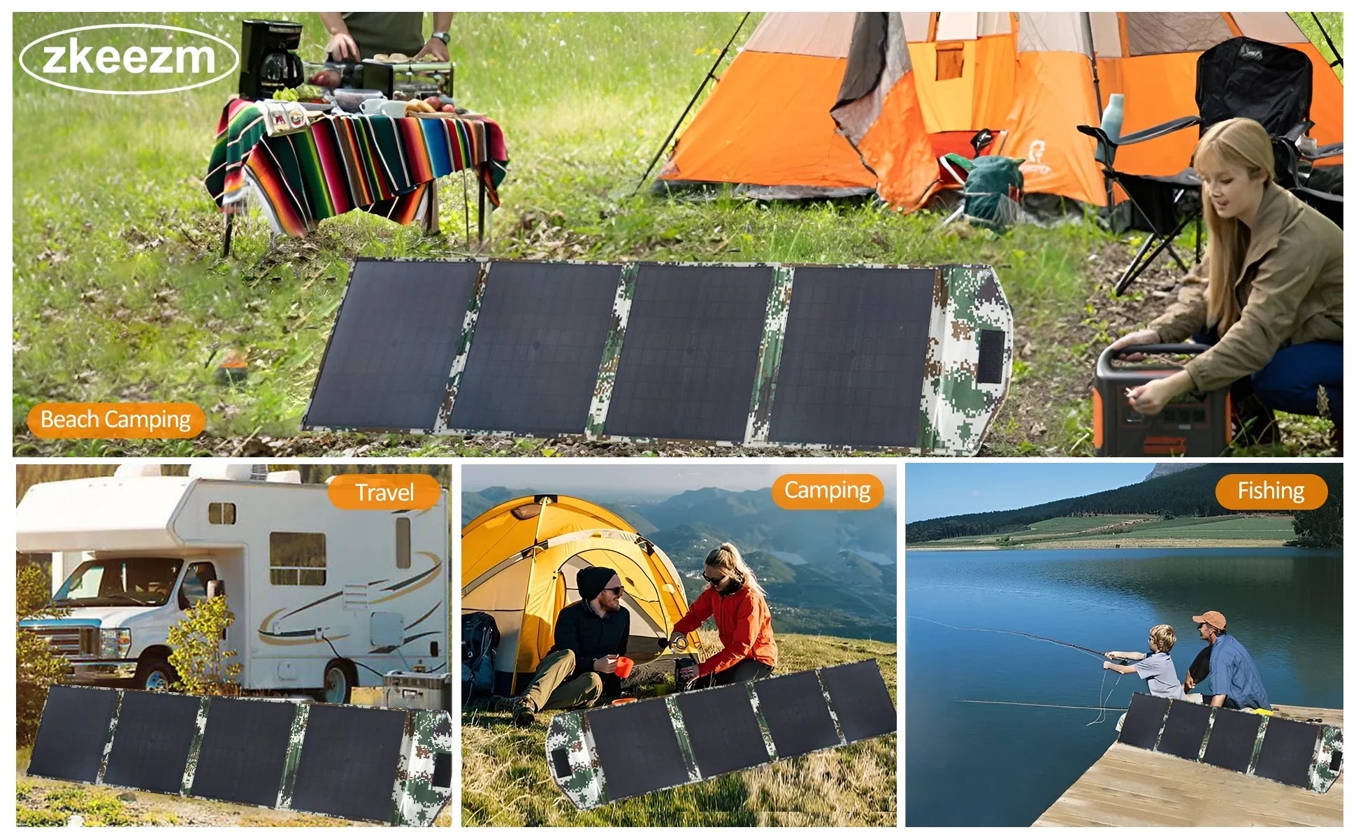 Solar Panels 80W Portable Camping Solar Kit Foldable for Power Station Generator Folding Solar Charger designed for