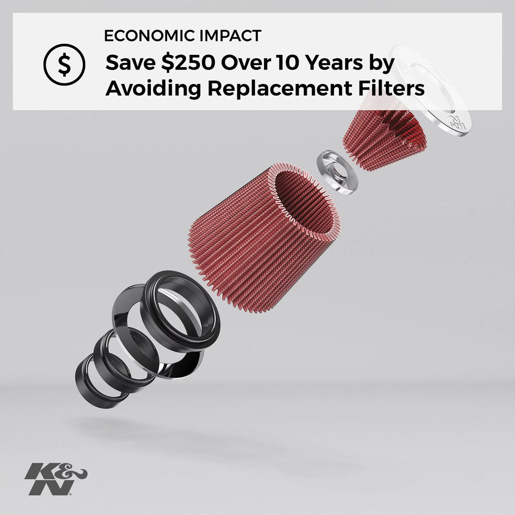 & Universal Clamp-On Engine Air Filter: Washable and Reusable: Round Tapered; 4.5 in (114 mm) Flange ; 6 in (152 mm) Height; 5.875 in (149 mm) Base; 4.5 in (114 mm) Top , -4740
