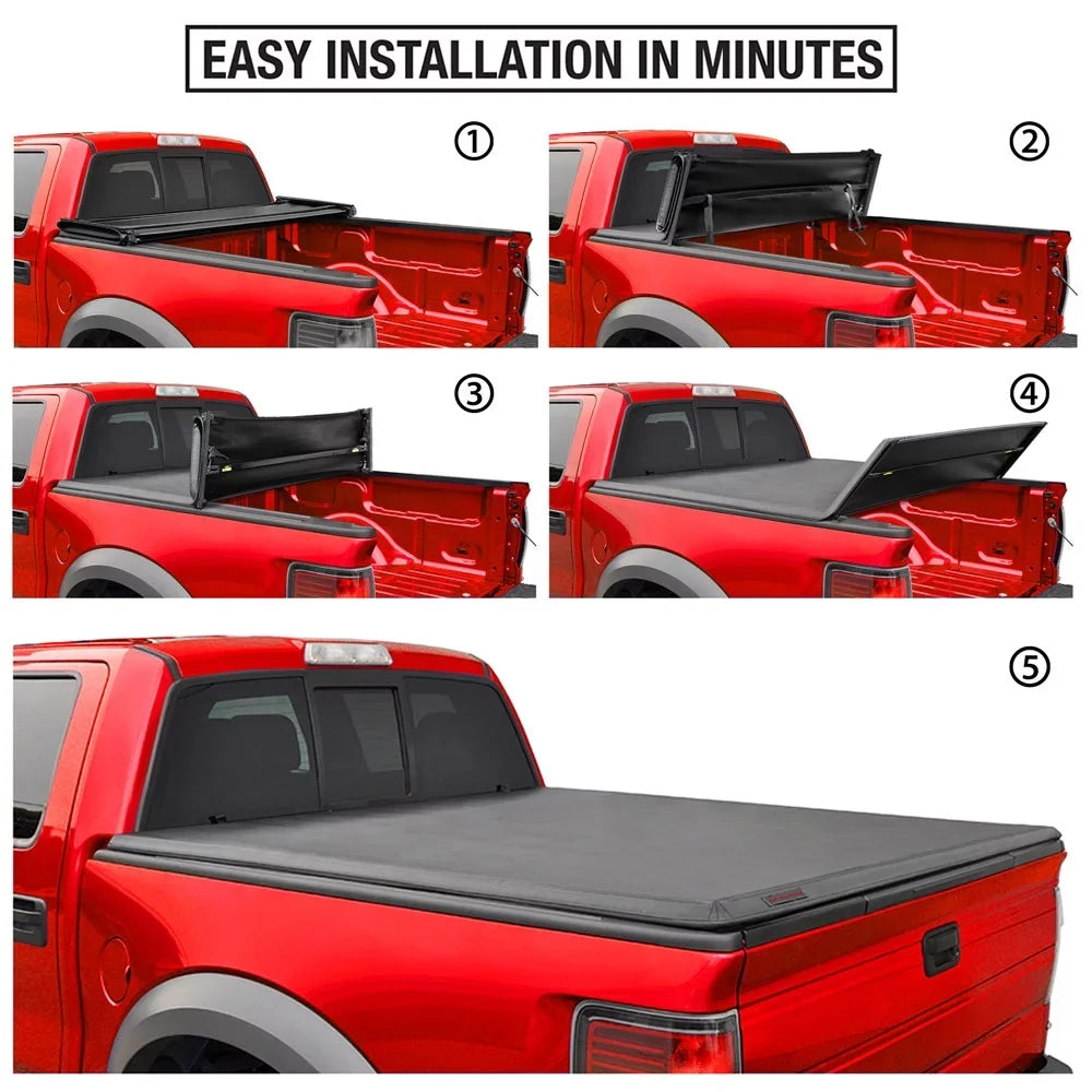 MaxMate Soft Quad-fold Truck Bed Tonneau Cover Compatible with 2007-2013 Chevy Silverado  Sierra 1500 (  2007 Classic) | 5'9" (69") Bed |