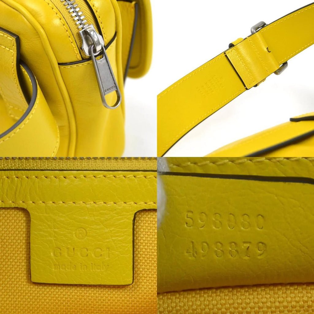 Pre-Owned Gucci  waist bag belt interlocking  leather yellow silver unisex 598080 (Good)