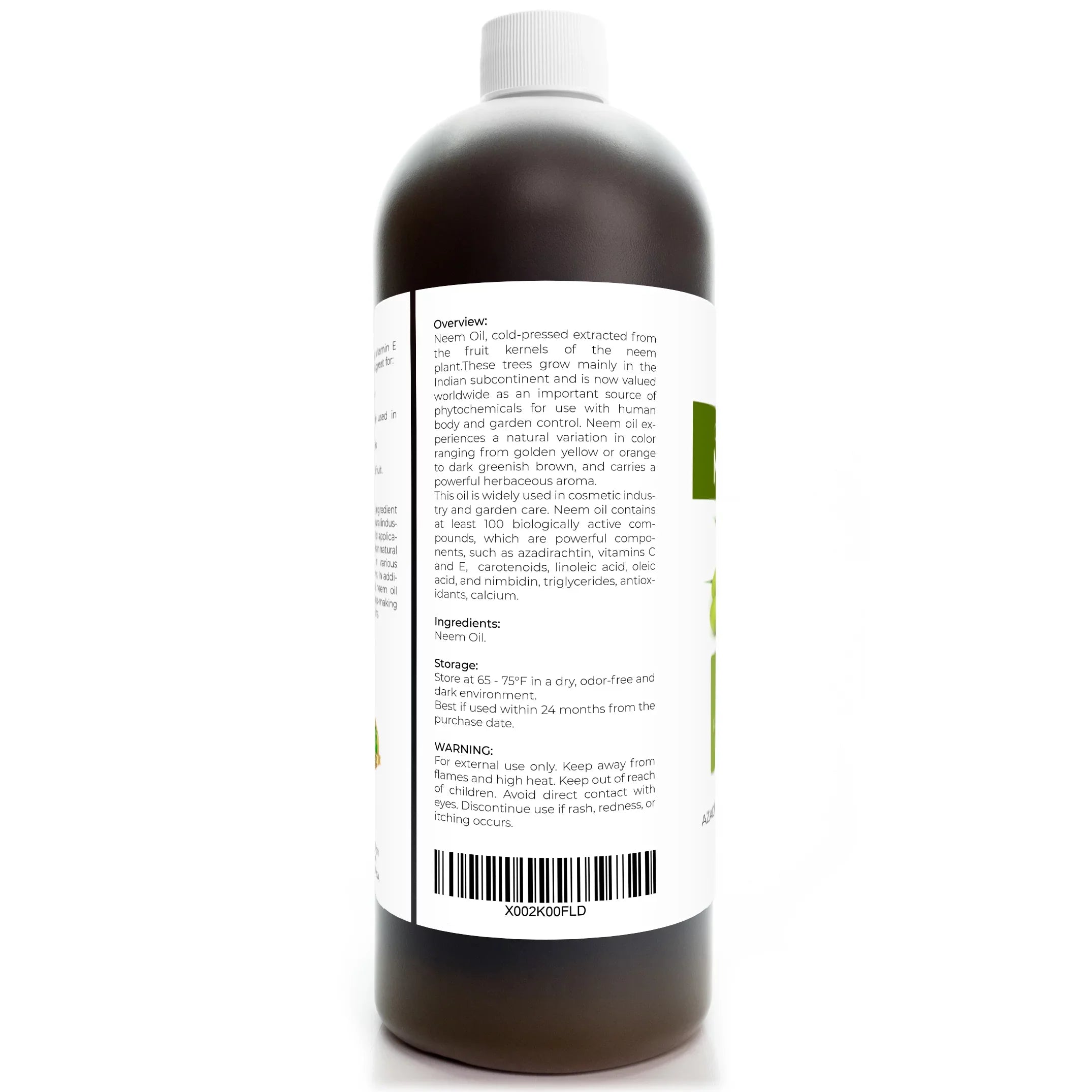 Velona Neem Oil  Certified Organic - 32 oz | 100% Pure and Natural Carrier Oil | Virgin, Unrefined, Cold Pressed | Hair, Body and Skin Care | Use Today - Enjoy Results