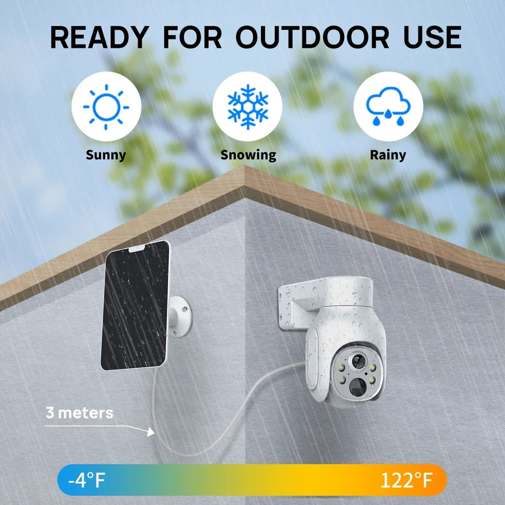 4MP Battery WiFi   Camera Wireless 2K with Solar Panel Smart Hybrid Light Outdoor