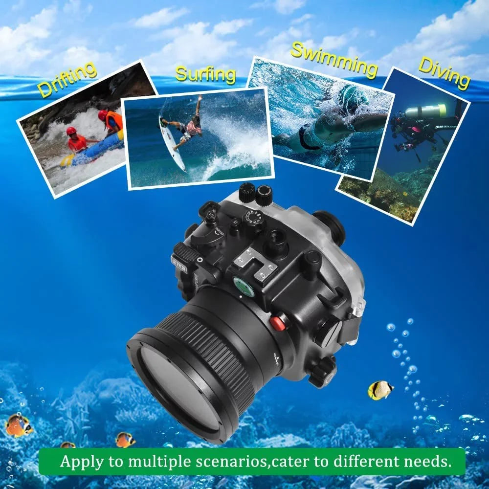 Seafrogs [40M/130FT] Underwater Housing Waterproof Case w/ 6 Inch Dome Port Kit for Sony    -7R  Compatible with Sony  16-35mm /4 28-70mm .5-5.6, 12-24mm   Lens-Black