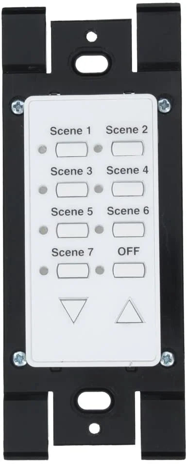Leviton -1TW  Seven-Scene 12 Address, Scene Dim/Bright, Off Wall Mounted Dimming Switch Controller, Green Line, 2-Way Communication, White