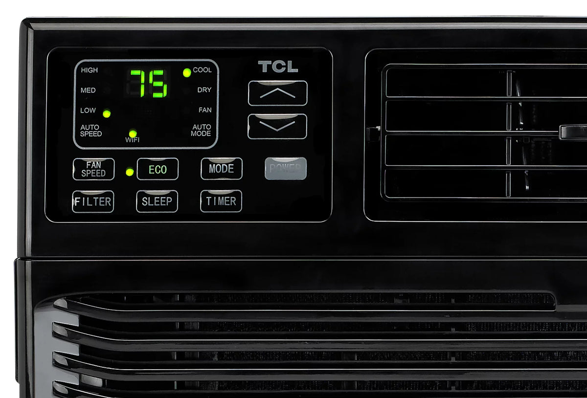 Home 10,000  115-Volt Smart Window Air Conditioner with Wi-Fi, Remote, Black, -
