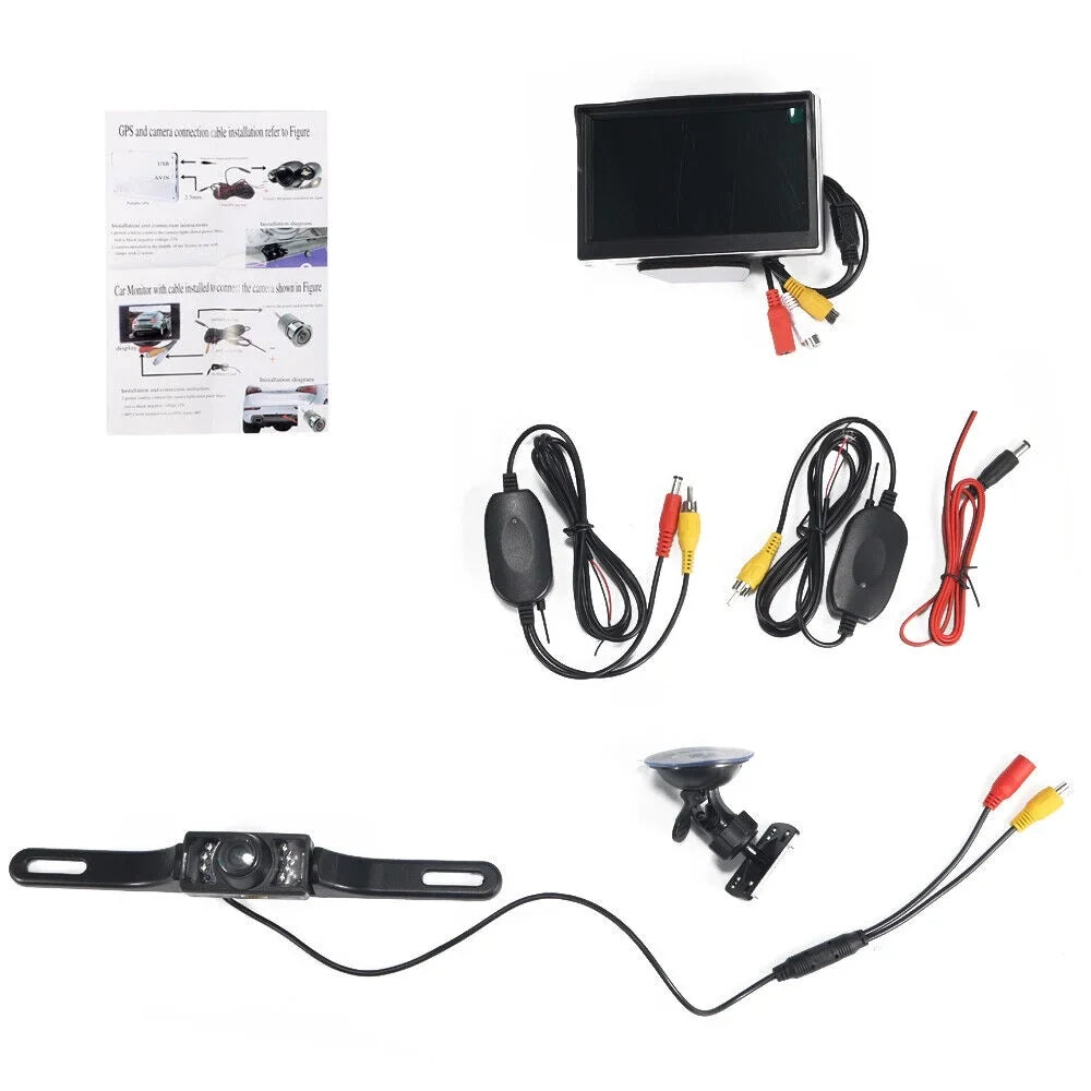 kydely  Car Night Vision Backup Camera Kit 5" Wireless Monitor  Rear View Waterproof