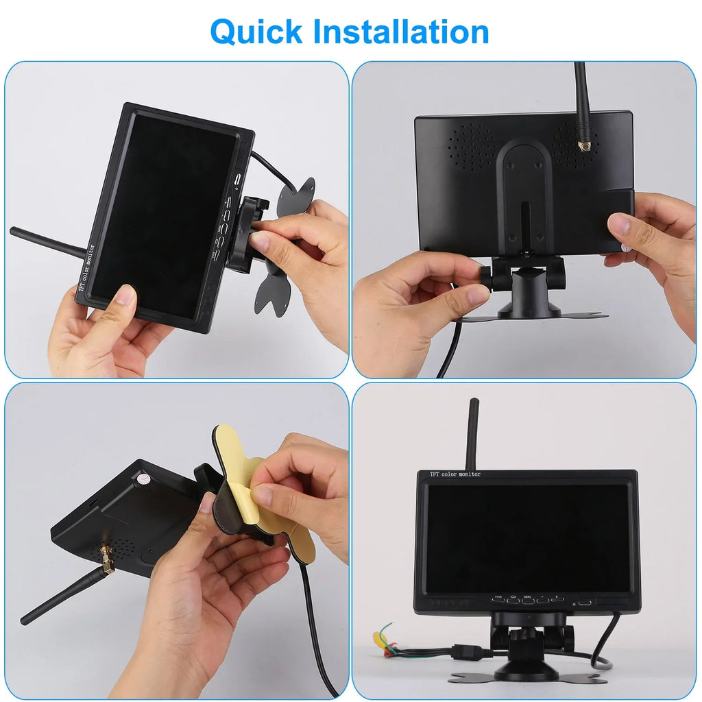 Wireless Backup Camera, Monitor Reverse Camera, Car Rearview Parking Reverse System,  Waterproof Car Parking Reverse System with 7In Screen Night Vision 2.4G Stable Signal for Car Trunk Van