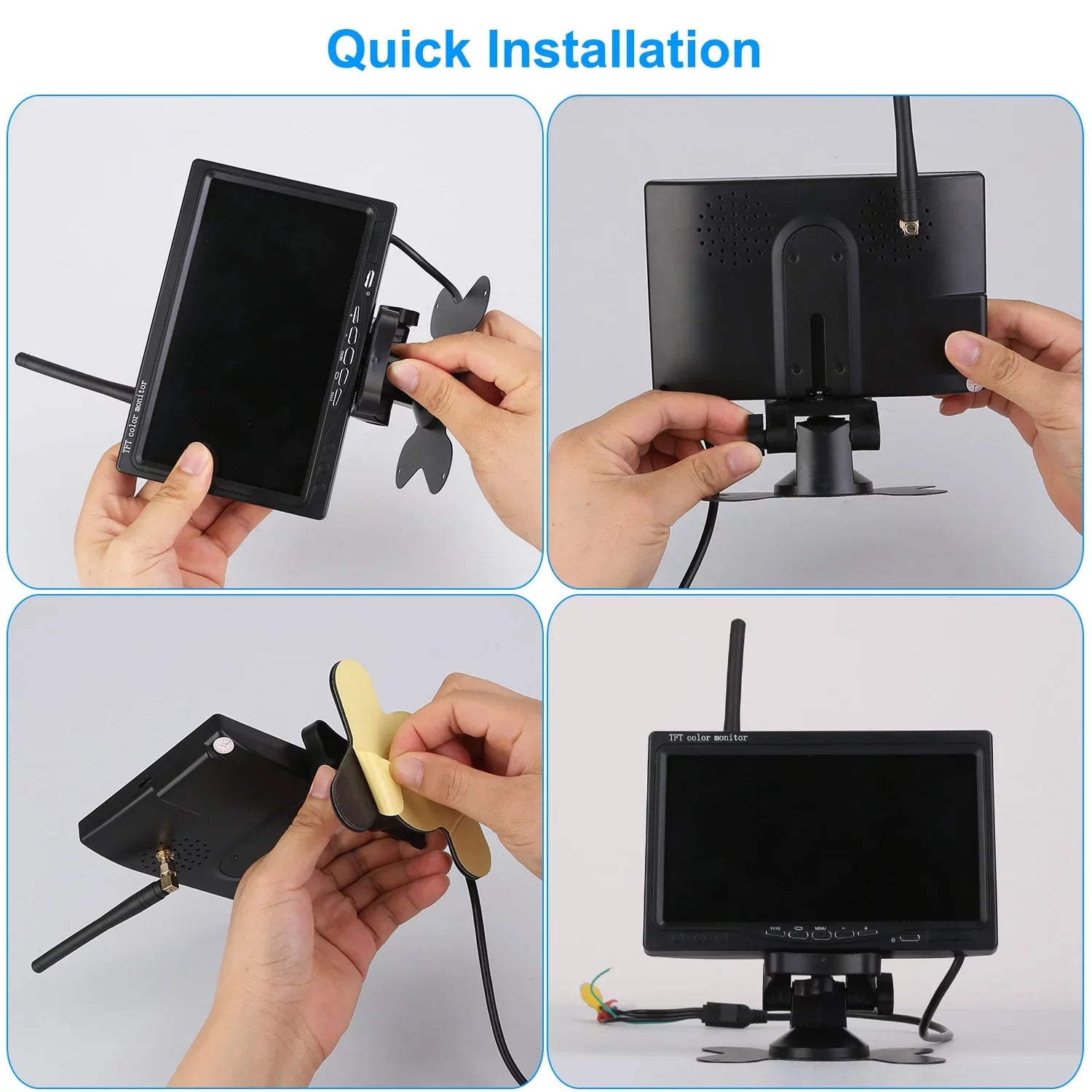 Wireless Backup Camera, Monitor Reverse Camera, Car Rearview Parking Reverse System,  Waterproof Car Parking Reverse System with 7In Screen Night Vision 2.4G Stable Signal for Car Trunk Van