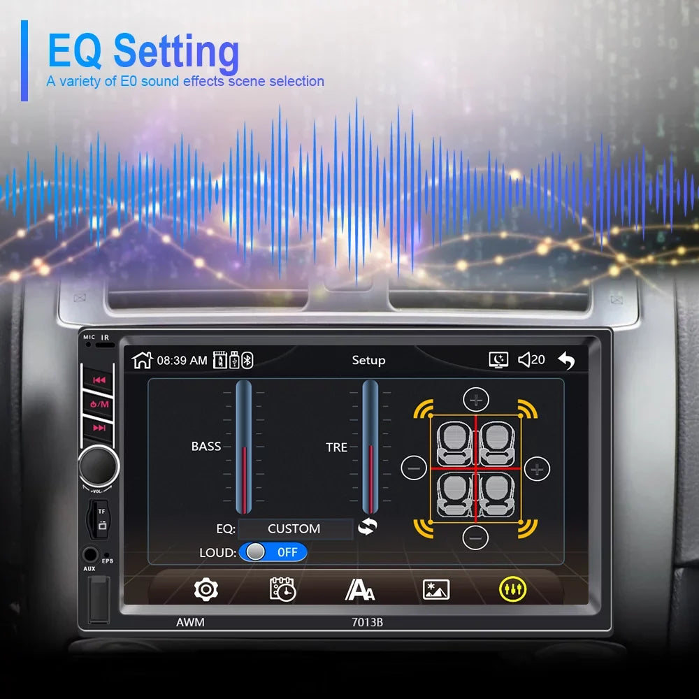Podofo 2 Din Car Stereo with Apple -play 7 inch Touch Screen Car  Player Car Radio Bluetooth  with 4  Rear View Camera