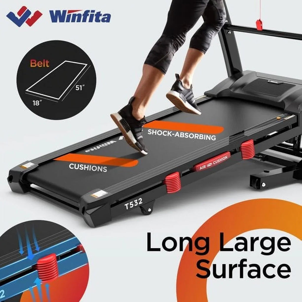 Famistar 4.5HP Folding Treadmill Clearance for Home with 15% Auto Incline 300  Capacity Up to 10MPH Speed Running Machine